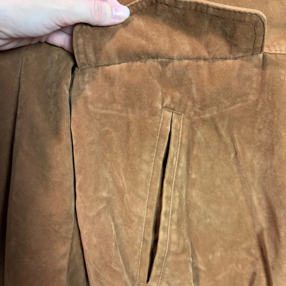 Brad Whitney Vintage Faux Suede Aviator Bomber Jacket Mens 2XL Brown Zip Front‎